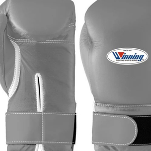 Gants de boxe professionnels en cuir gris avec fermeture velcro au poignet, gants d'entraînement et de sparring pour hommes et femmes - Product Image 2
