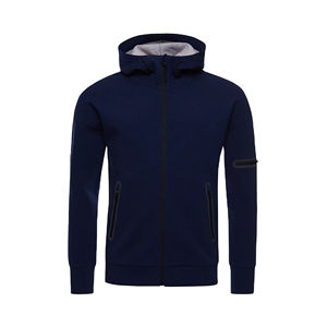 Sudadera con capucha y cremallera de algodón 100% de alta calidad para hombre, serigrafía personalizada, patrón sólido, Material polar de invierno, teñido liso a la venta - Product Image 3