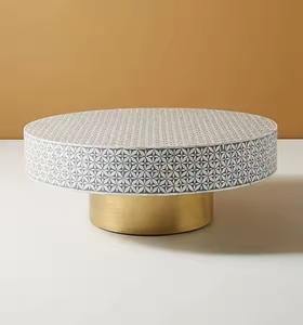 Table basse personnalisée haut de gamme faite à la main élégante traditionnelle incrustation d'os or en acier inoxydable meubles de maison décoratifs pour vivre - Product Image 5