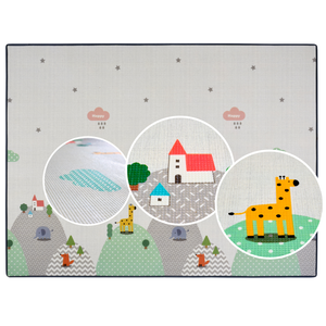 120x140x0,8 cm Alfombra de juego para bebés XPE de doble cara-Enrollable, impermeable, espuma no tóxica Nubes Montañas-Estrellas - Product Image 4