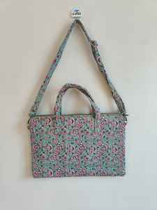 Sac pour ordinateur portable matelassé floral vintage de haute qualité fait à la main avec fermeture éclair et poignée pour les voyages - Product Image 5