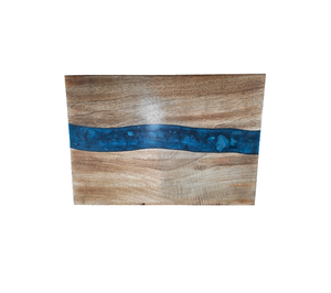 Planche à Servir en Bois de Mangue Bleu Métallique de Haute Qualité, Faite à la Main, en Résine Époxy, 38x25x2cm, Épaisseur 2cm, pour Cuisine Domestique et Hôtelière - Product Image 6