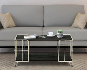 โต๊ะโชว์หินอ่อนสีดำทรงสี่เหลี่ยม โต๊ะข้างโซฟา โต๊ะกลาง 2 ชั้น โต๊ะโชว์ขนาดใหญ่สำหรับห้องนั่งเล่น ผู้ผลิต รับผลิตจำนวนน้อย - Product Image 3