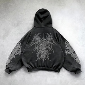 Breathable Winter Vintage Punk Solid Color Printed Men Casual <b>Hoodie</b> American <b>Gothic</b> Fashion Couple Casual <b>Hoodie</b> Sweatshirt - Product Image 2