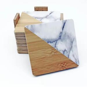 Sous-verres de luxe en métal avec pierre dorée Design carré rond en bois avec support en métal Mats et tampons indiens en gros - Product Image 5