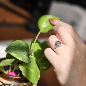 Bague unisexe en argent sterling 925, légère, style religieux, mini ovale, améthyste, qualité extrême, mariage, fiançailles - Product Image 4