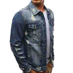 Veste en jean déchirée en gros pour l'hiver, veste en denim pour hommes, couleur personnalisée, étiquette de col et taille - Product Image 4