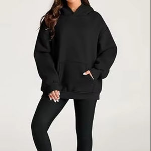 ชุดวอร์มผ้าฟลีซแบบสวมศีรษะแขนยาวผ้าคอตตอน100% แบบกำหนดเองสำหรับผู้หญิง - Product Image 1