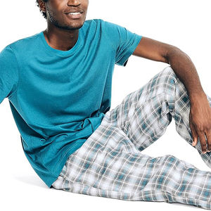 Bas de nuit à carreaux en coton thermique doux pour la maison avec cordon de serrage Pantalon de nuit à carreaux pour hommes - Product Image 5