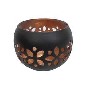 Soporte votivo redondo de hierro decorativo moderno, tarro de vela con acabado de lámina dorada para sala de estar y decoración de mesa hecha a mano - Product Image 2