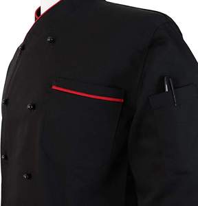 Chaqueta de Chef de Polialgodón y Chaqueta de Chef Más Económica, Doble Botonadura, Ribete con Ribete, Uniforme de Restaurante, Logotipo Bordado Personalizado - Product Image 4
