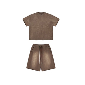 Conjuntos de dos piezas de calidad superior Twin Sets 100% algodón de manga corta para hombres y conjuntos de camiseta con tela personalizable - Product Image 1