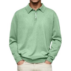 Chemises Polo à Manches Longues pour Hommes en Tissu Tricoté 100% Coton de Haute Qualité, Couleur Unie, Vente en Gros Personnalisée, Chemises Polo de Golf 2026 - Product Image 3