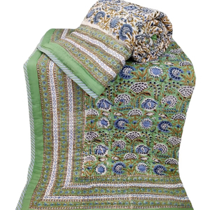 Hecho a mano 100% algodón tamaño Queen edredón estilo tradicional Reversible cómodo bloque de mano impreso ligero para invierno - Product Image 1