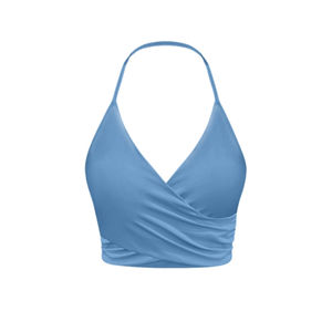 Sujetador deportivo de secado rápido antibacteriano de alta calidad para mujer Spandex de nailon transpirable con logotipo de impresión de transferencia de calor en la parte delantera - Product Image 4