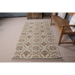 Vintage Rug, 3.9x6.8 ft Area Rug, <b>Brown</b> Abstract <b>Wool</b> Turkish Rug - Product Image 3