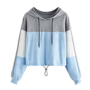 Conception personnalisée pour l'extérieur, crop top à capuche pour femmes, couleur unie, confortable, crop top à capuche pour femmes - Product Image 1