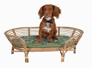 Best Selling Vintage Hand Woven Eco-friendly Pet <b>Dog</b> Cat Animal Sitting Bamboo Cane <b>Bed</b> Ottoman Accessories Bone Inlay Console - Product Image 2