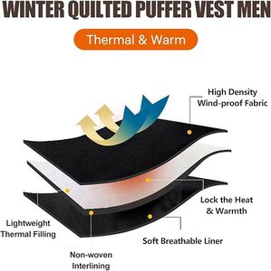 Gilet matelassé pour homme, léger, pour l'hiver, vestes d'extérieur chaudes, col montant, fermeture éclair, sans manches, veste d'extérieur - Product Image 3