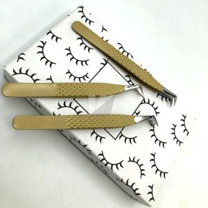 Pince à épiler d'extension de cils japonaise en acier inoxydable à 90 degrés personnalisée Diamond Grip Pointed Fiber Volume Tip Sustainable Golden - Product Image 5