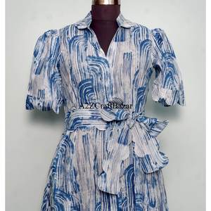 Robes Courtes Trapèze en Coton Tricoté à Manches Courtes et Taille Naturelle pour Femme – Collection Automne – Vente en Gros - Product Image 2