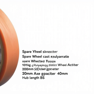 Roulettes de rechange en polyuréthane moulé pour meubles, diamètre de roue 100 mm, capacité de charge 200 kg, diamètre d'axe 20 mm, longueur de moyeu 40 mm, norme BS - Product Image 3