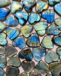 Cabujón de labradorita en forma de corazón de 20mm, piedra preciosa de labradorita con reverso plano, piedra suelta en forma de corazón para joyería - Product Image 4