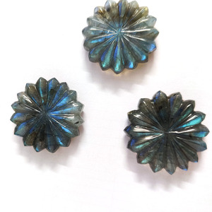 Wholesale High Polished Round <b>Hand</b> Carved Natural Grey Labradorite Gemstone for Jewelry Making - Product Image 5
