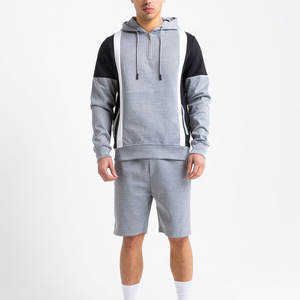 Conjunto Deportivo de 2 Piezas para Hombre, Sudadera con Capucha y Pantalones Cortos de Felpa de Algodón Grueso, Estilo Casual, Diseño Liso, Novedad al por Mayor - Product Image 1