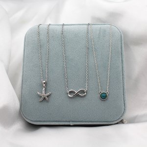 Delicado collar de turquesa en plata de ley colgante de piedras preciosas azules regalo de joyería apilable para mujeres hoy - Product Image 1