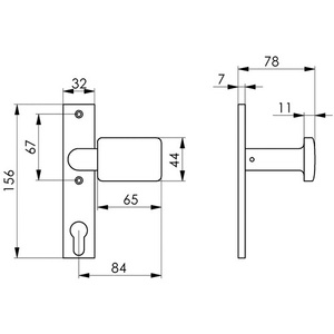 Door Knob Short Plate 486ZD-Fixed or Rotatable <b>Light</b> Alloy Silver-Colored Square 8mm AMF - Product Image 3