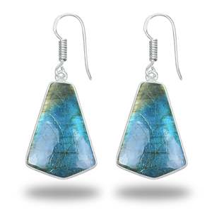 Pendientes de labradorita de formas surtidas en joyería al por mayor hecha con latón y recubierta con chapado en plata para un acabado refinado - Product Image 4