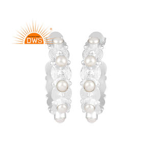 Dernière conception faite à la main perle naturelle Hoop boucle d'oreille bijoux personnalisés pour les femmes cadeau pour elle - Product Image 1