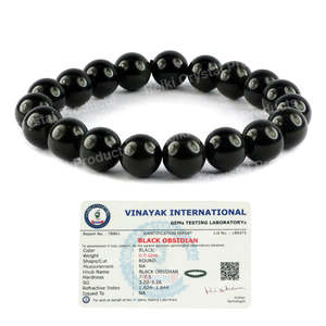 Certified Black Obsidian 10mm Round Bead Bracelet for Protection Strength Grounding & Emotional Balance Reiki Charged - Product Image 1