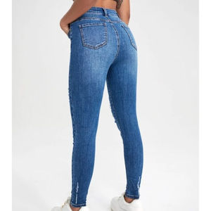 New Arrival Custom Logo <b>Women's</b> Winter Stretchy Denim Jean Pants Wholesale OEM Service Plus Size Cargo Pants Custom Design - Product Image 2