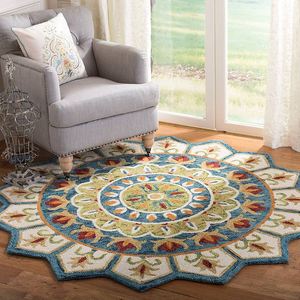 Alfombra Redonda de Lana Hecha a Mano con Diseño Irregular para Sala de Estar, Dormitorio de Invitados, Habitación Infantil, Uso en el Automóvil, Hecha de Fieltro de Seda - Product Image 3
