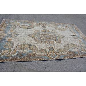 Classique Bleu Marron 5.4 X 9.4ft Vintage Tapis Turc À La Main Patchwork Conception Laine Bambou Soie Matériel Latex Support pour Vivre - Product Image 3