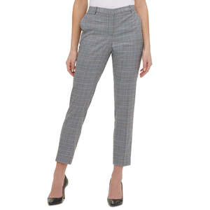 Pantaloni da donna Tommy Hilfiger a vita alta, slim fit, a quadri, antipiega, modello cargo, blu, taglia 8 - Product Image 1