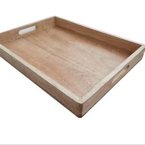 Plateau de service rond rustique en bois massif Design fantaisie pour les fêtes de mariage à domicile Utilisation au restaurant - Product Image 5