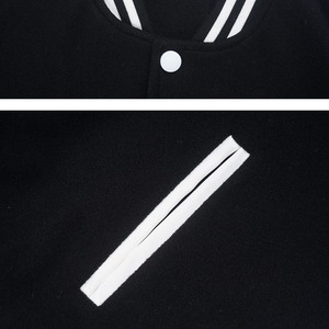 Chaqueta con logotipo de diseño personalizado para hombre, chaqueta de béisbol bordada con mangas de cuero y lana de alta calidad, ropa de calle de talla grande - Product Image 5