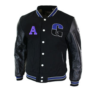 Veste de baseball universitaire à manches en cuir Blouson de baseball Letterman Varsity Blouson de baseball en imitation cuir Veste de baseball universitaire pour hommes décontracté au crochet - Product Image 2