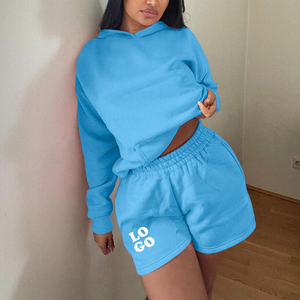 Conjunto corto y con capucha de verano para mujer, conjunto informal de dos piezas, ropa deportiva, chándal de moda, ropa de salón, ropa deportiva elegante - Product Image 3