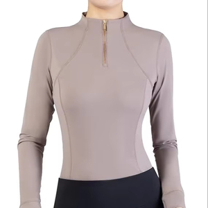 Chemise d'équitation pour femmes, manches longues, chemises d'équitation avec fermeture éclair 14, chemise de sport équestre - Product Image 1