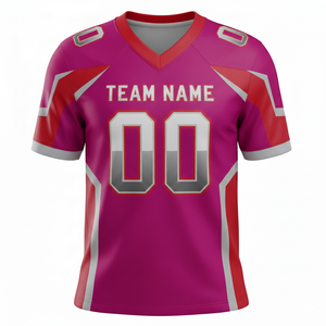Maillot d'entraînement de football américain personnalisé pour adultes, manches courtes, respirant, option grande taille, 100 % polyester, col en V - Product Image 1