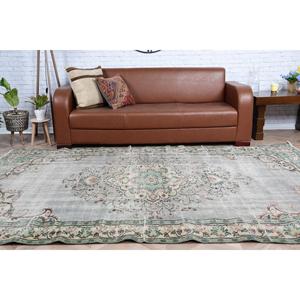 Tapis turc vintage 5,9x9,2 pieds, grand tapis persan en laine gris - Product Image 5