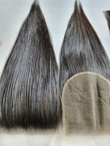 Extensiones de cabello humano Remy vietnamita trama 5x5 Cierre de encaje peluca hueso recto 30 pulgadas longitud estirada Color negro para mujeres - Product Image 4