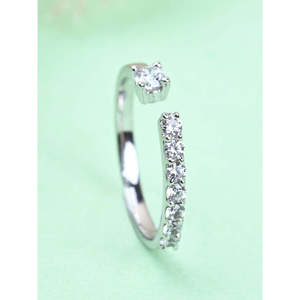 NOVAMART Fine 925 Sterling <b>Silver</b> Cute Finger <b>Ring</b> <b>Adjustable</b> Band with Vintage Eternity Inlay Fashionable and Stylish Plain Who - Product Image 3