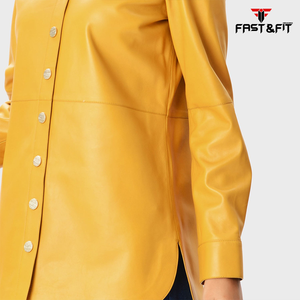 Chemises en cuir élégantes de haute qualité pour femmes, col montant, style décontracté avec logo avant, disponible en différentes couleurs, meilleur prix - Product Image 3