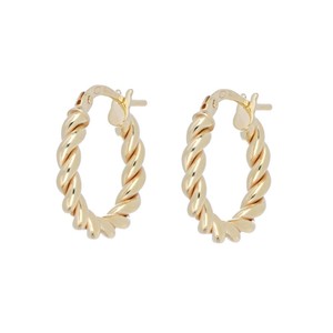 Pendientes de Aro Trenzados de Alta Calidad al por Mayor, Amarillos de 10 mm, Chapados en Oro de 18K, Joyería de Plata de Ley 925 - Product Image 1