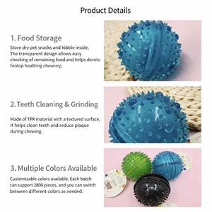 Giocattolo Dispenser di Crocchette per Cani, Palla Dentale Spinosa per Cuccioli, Giocattoli Interattivi per Animali Domestici, Giocattoli da Masticare per Cani, Set di Giocattoli per Cani all'Ingrosso - Product Image 3